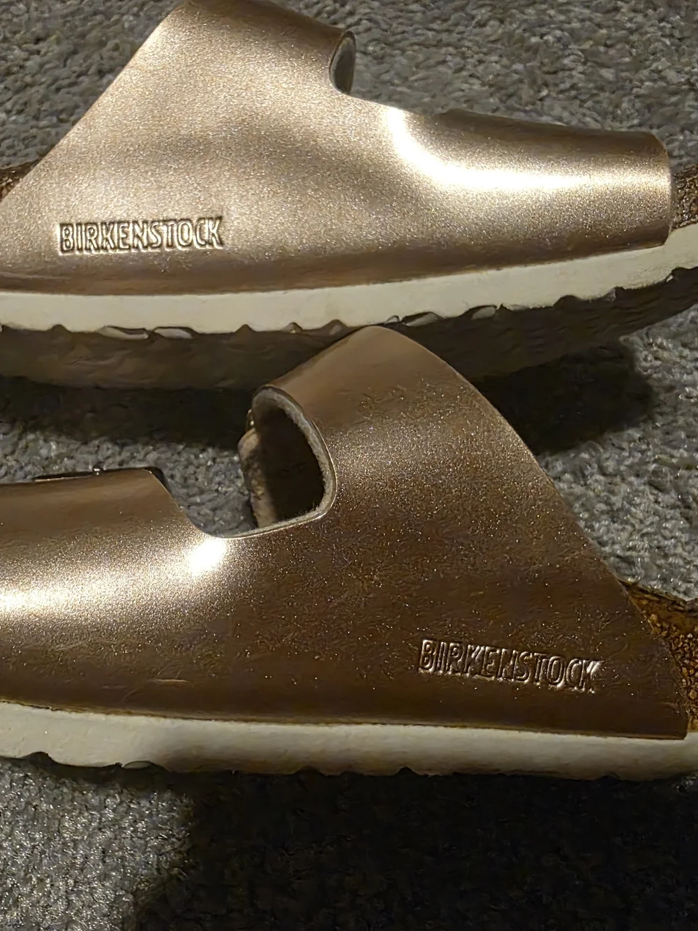 Birkenstock Kids Metallic Rosegold Double Strap Sandals